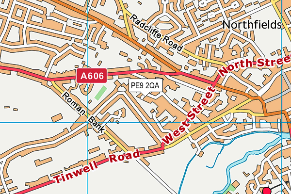 PE9 2QA map - OS VectorMap District (Ordnance Survey)