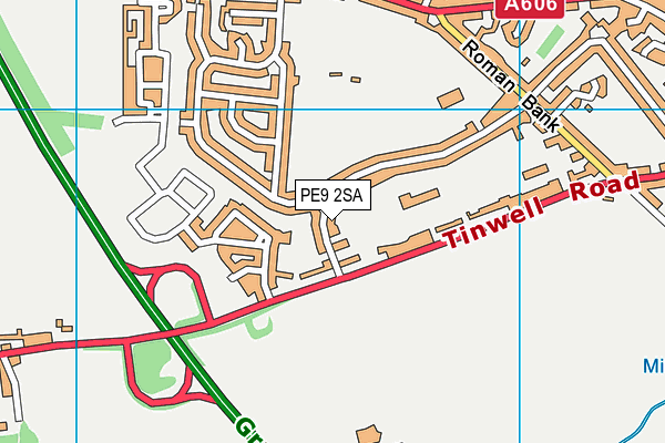 PE9 2SA map - OS VectorMap District (Ordnance Survey)