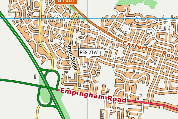 PE9 2TW map - OS VectorMap District (Ordnance Survey)