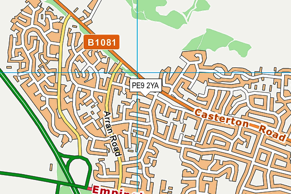 PE9 2YA map - OS VectorMap District (Ordnance Survey)
