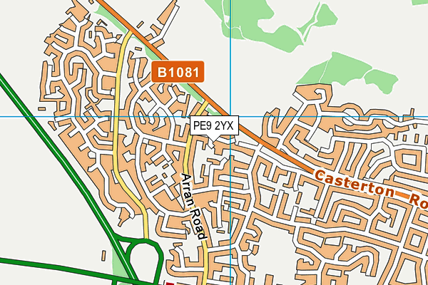 PE9 2YX map - OS VectorMap District (Ordnance Survey)