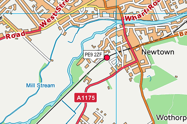 PE9 2ZF map - OS VectorMap District (Ordnance Survey)