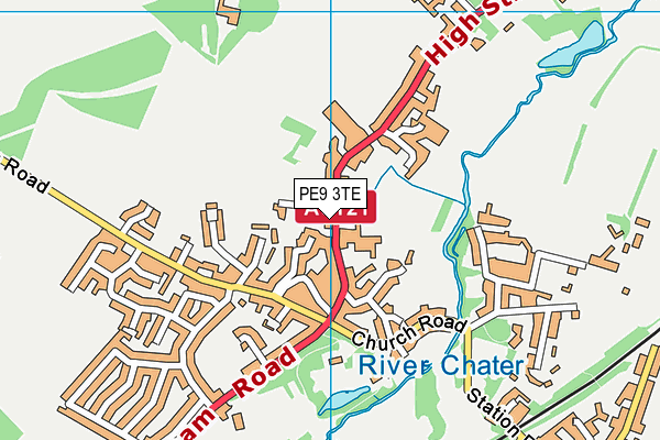 PE9 3TE map - OS VectorMap District (Ordnance Survey)