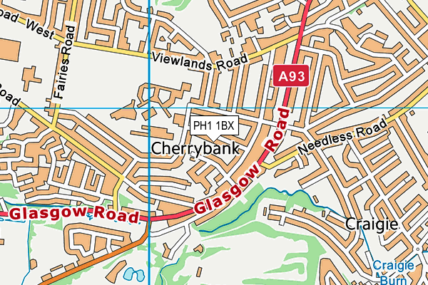 PH1 1BX map - OS VectorMap District (Ordnance Survey)