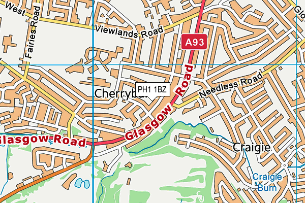 PH1 1BZ map - OS VectorMap District (Ordnance Survey)