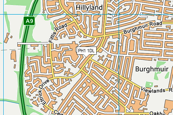 PH1 1DL map - OS VectorMap District (Ordnance Survey)