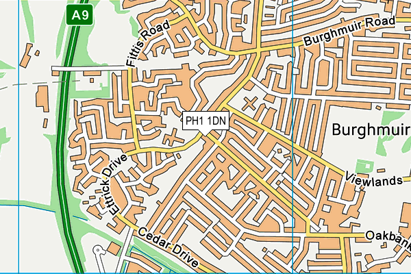 PH1 1DN map - OS VectorMap District (Ordnance Survey)
