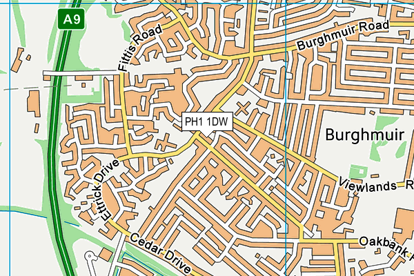 PH1 1DW map - OS VectorMap District (Ordnance Survey)