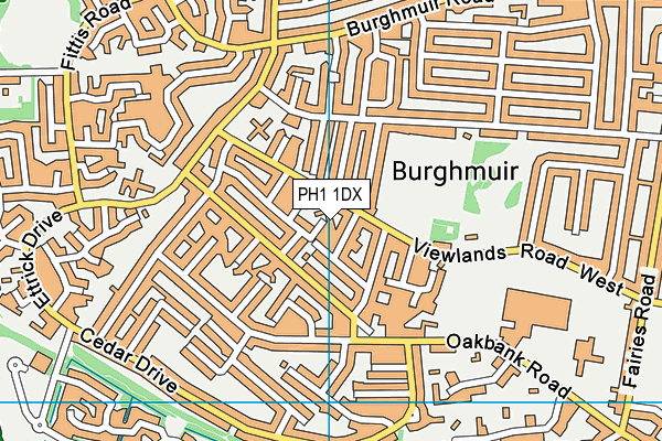 PH1 1DX map - OS VectorMap District (Ordnance Survey)