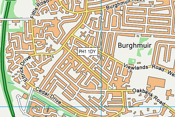 PH1 1DY map - OS VectorMap District (Ordnance Survey)