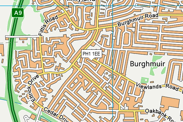 PH1 1EE map - OS VectorMap District (Ordnance Survey)