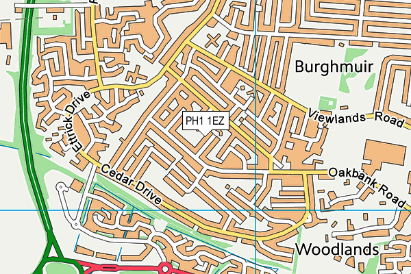 PH1 1EZ map - OS VectorMap District (Ordnance Survey)