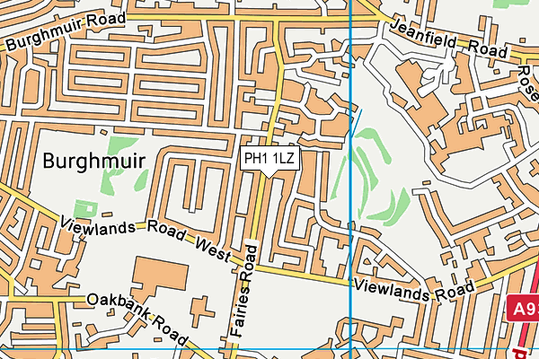PH1 1LZ map - OS VectorMap District (Ordnance Survey)