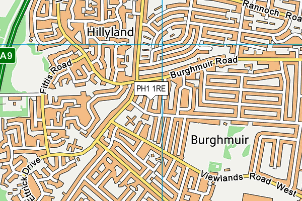 PH1 1RE map - OS VectorMap District (Ordnance Survey)