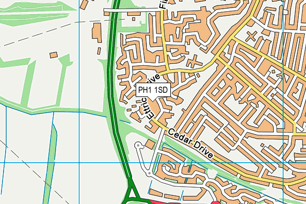 PH1 1SD map - OS VectorMap District (Ordnance Survey)