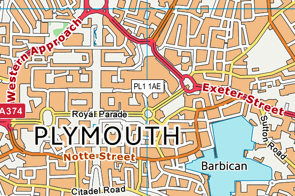 PL1 1AE map - OS VectorMap District (Ordnance Survey)