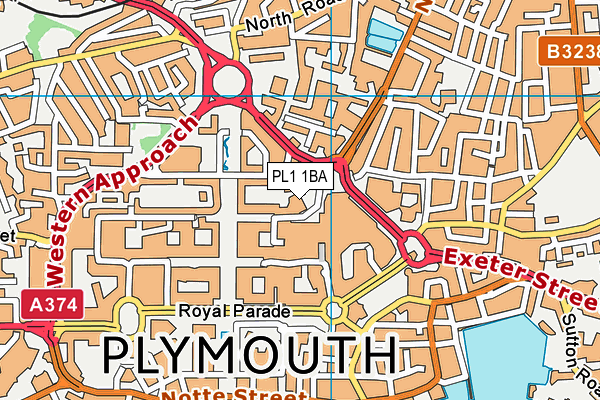 PL1 1BA map - OS VectorMap District (Ordnance Survey)