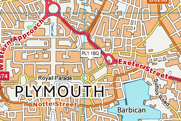 PL1 1BQ map - OS VectorMap District (Ordnance Survey)