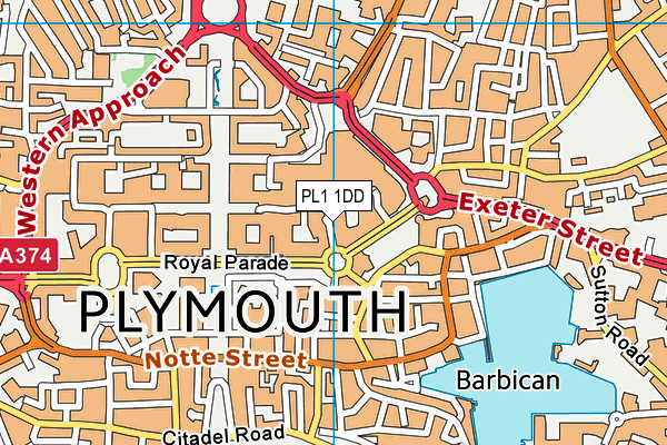 PL1 1DD map - OS VectorMap District (Ordnance Survey)