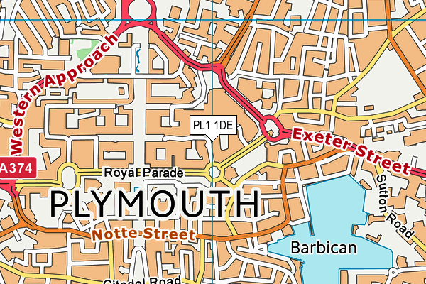 PL1 1DE map - OS VectorMap District (Ordnance Survey)