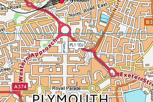 PL1 1DJ map - OS VectorMap District (Ordnance Survey)