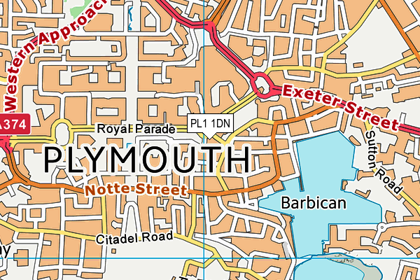 PL1 1DN map - OS VectorMap District (Ordnance Survey)