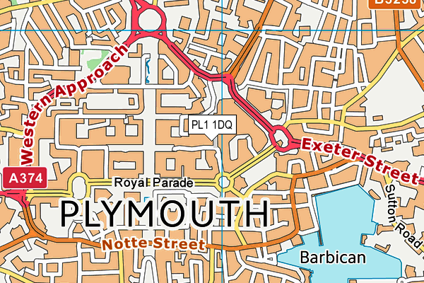 PL1 1DQ map - OS VectorMap District (Ordnance Survey)