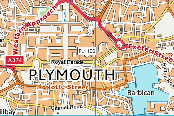 PL1 1DS map - OS VectorMap District (Ordnance Survey)