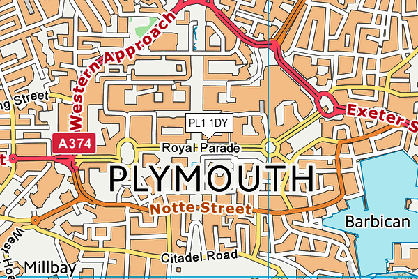 PL1 1DY map - OS VectorMap District (Ordnance Survey)