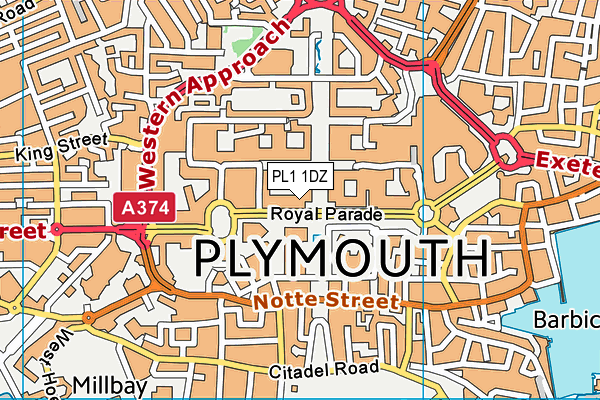 PL1 1DZ map - OS VectorMap District (Ordnance Survey)