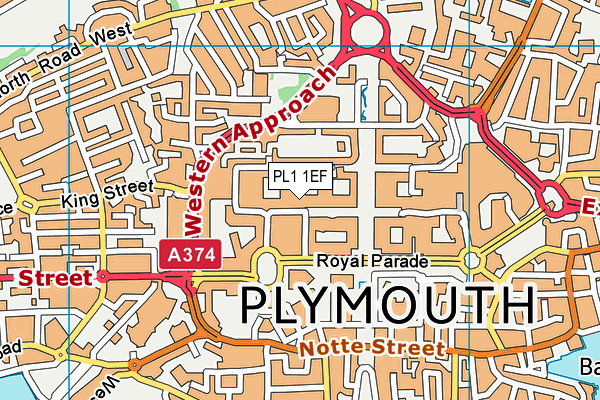 PL1 1EF map - OS VectorMap District (Ordnance Survey)