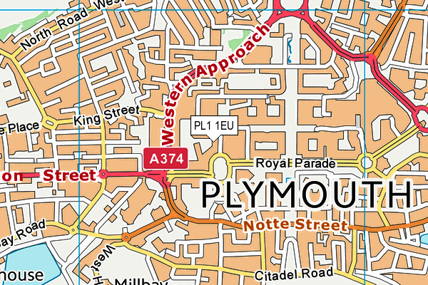 PL1 1EU map - OS VectorMap District (Ordnance Survey)