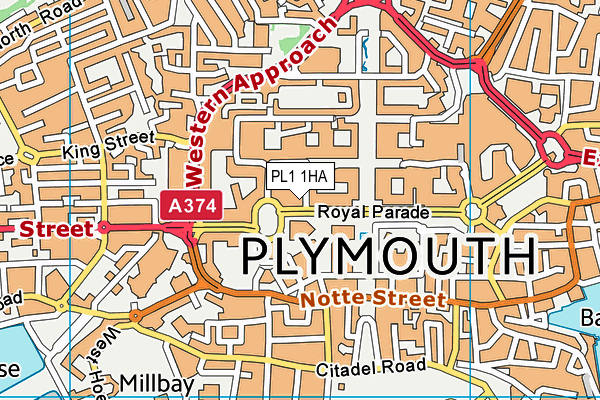 PL1 1HA map - OS VectorMap District (Ordnance Survey)