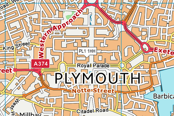 PL1 1HH map - OS VectorMap District (Ordnance Survey)