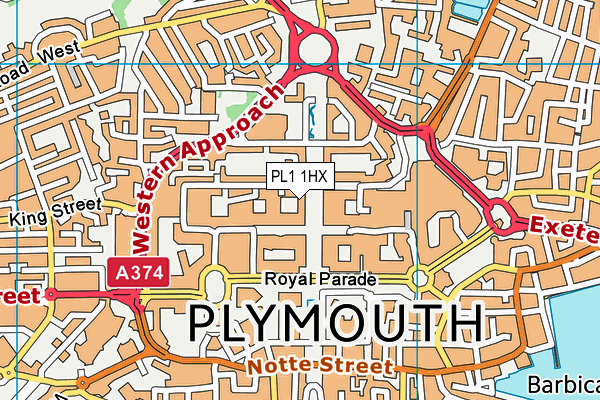 PL1 1HX map - OS VectorMap District (Ordnance Survey)