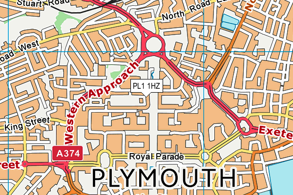 PL1 1HZ map - OS VectorMap District (Ordnance Survey)