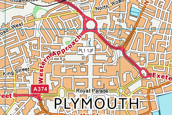 PL1 1JF map - OS VectorMap District (Ordnance Survey)