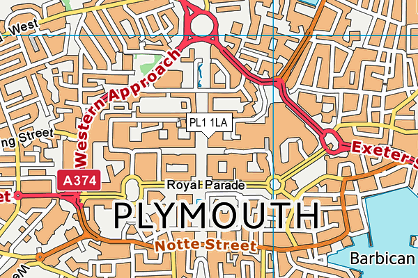 PL1 1LA map - OS VectorMap District (Ordnance Survey)