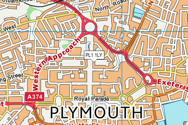 PL1 1LY map - OS VectorMap District (Ordnance Survey)