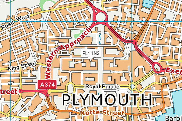 PL1 1NS map - OS VectorMap District (Ordnance Survey)