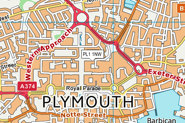 PL1 1NW map - OS VectorMap District (Ordnance Survey)