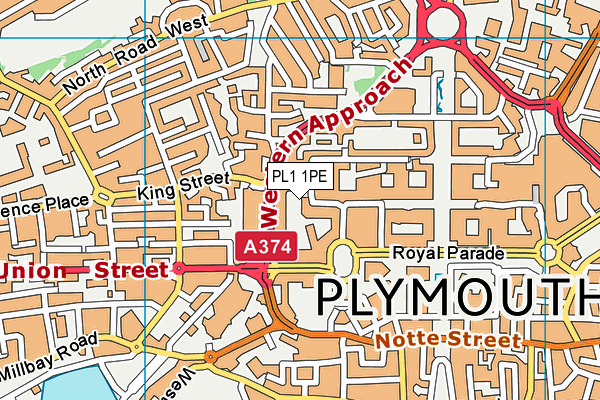 PL1 1PE map - OS VectorMap District (Ordnance Survey)