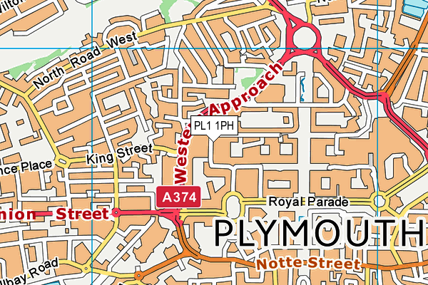 PL1 1PH map - OS VectorMap District (Ordnance Survey)