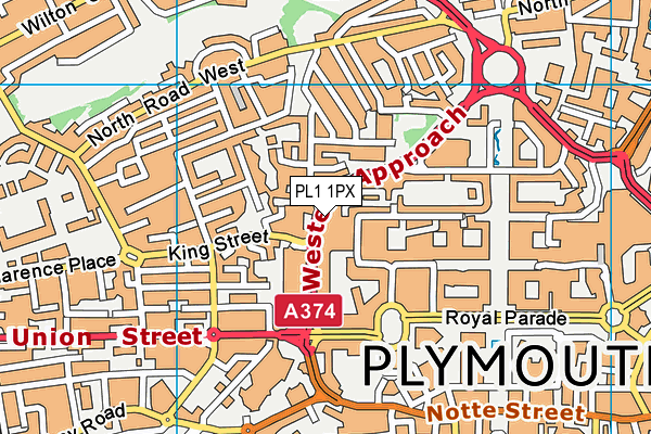 PL1 1PX map - OS VectorMap District (Ordnance Survey)