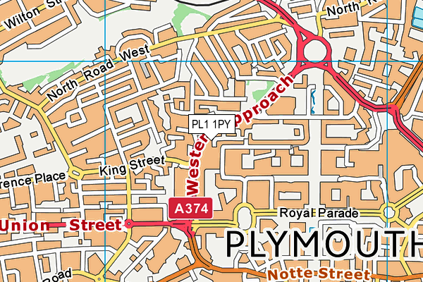 PL1 1PY map - OS VectorMap District (Ordnance Survey)