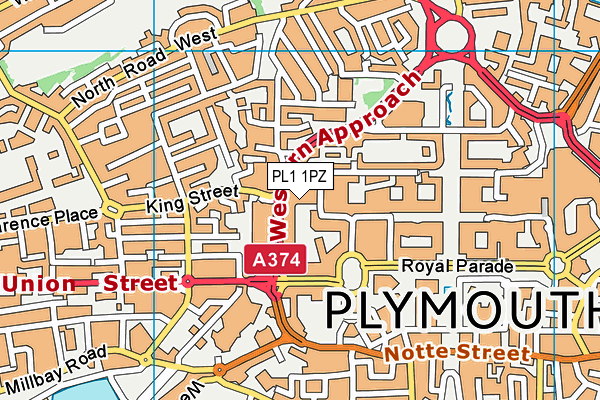 PL1 1PZ map - OS VectorMap District (Ordnance Survey)