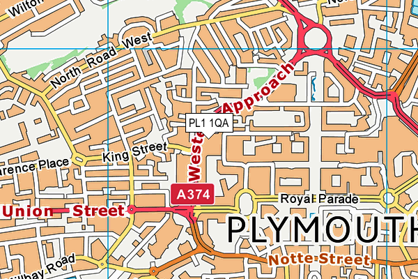 PL1 1QA map - OS VectorMap District (Ordnance Survey)