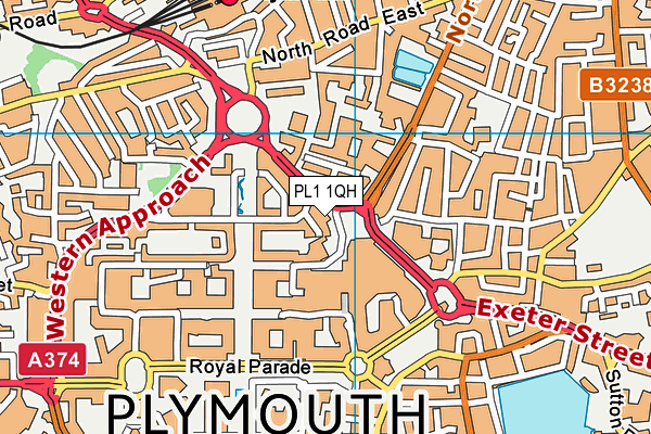 PL1 1QH map - OS VectorMap District (Ordnance Survey)