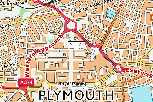 PL1 1QL map - OS VectorMap District (Ordnance Survey)