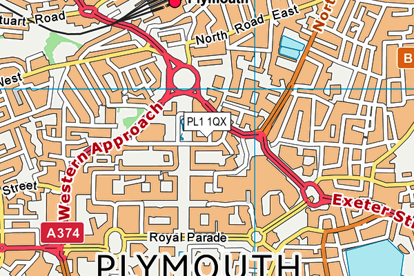 PL1 1QX map - OS VectorMap District (Ordnance Survey)